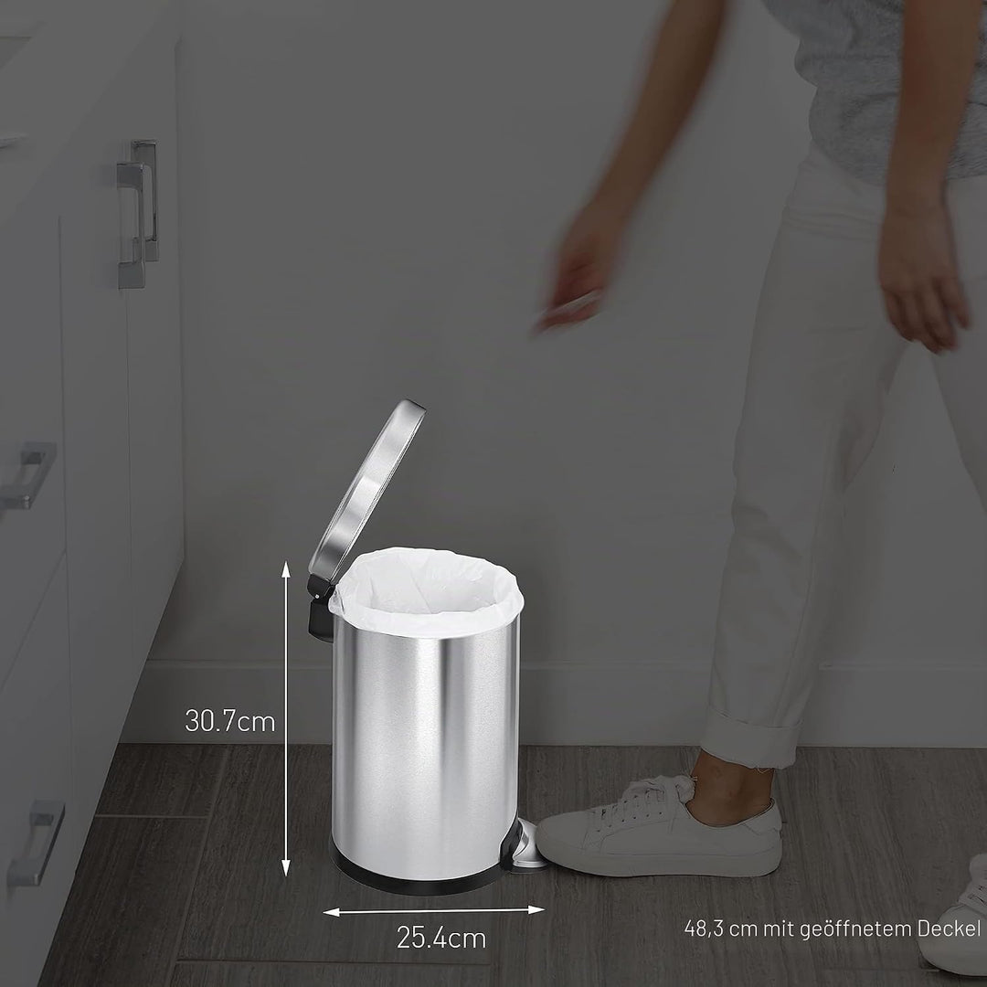 simplehuman CW1853CB 4,5 Liter, kleiner runder Treteimer, kleiner Mülleimer Bad Badezimmer Büro Schl