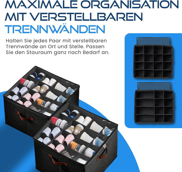 Organizer für Schuhe, inklusive 4 Schuhtaschen, Schuhaufbewahrung für Schrank, Schuhboxen, Schuhboxe