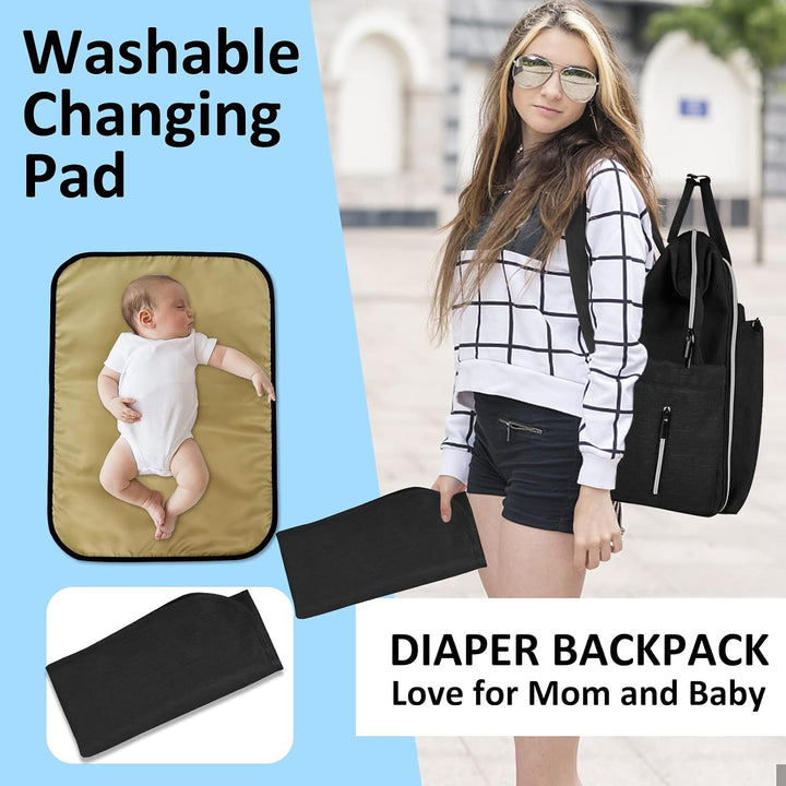 Gloppie Wickeltasche Rucksack Baby Wickelrucksack mit Tragbarer Wickelauflage und Kinderwagengurten,