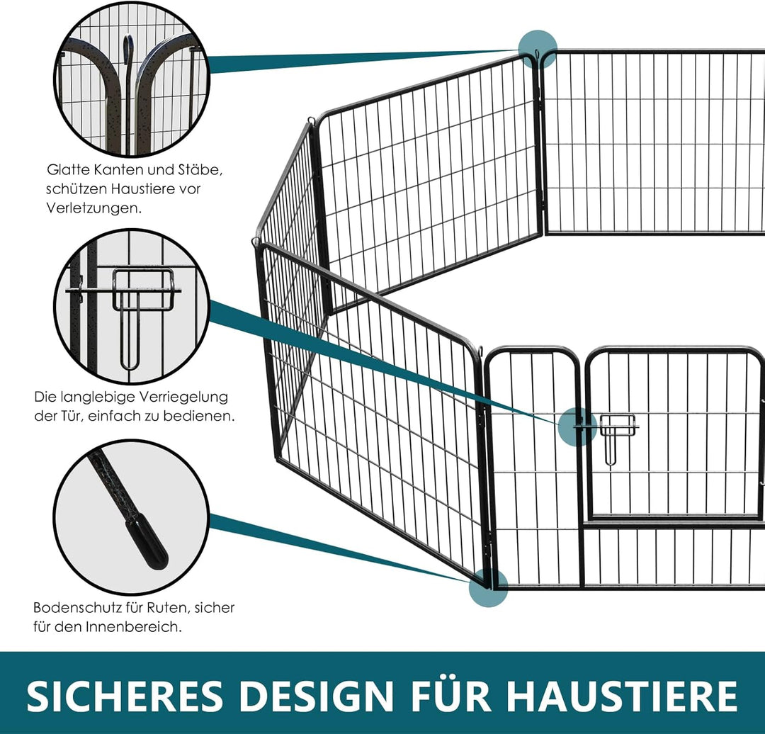 Qianruida Welpenlaufstall Welpenauslauf 60 cm Hoch Hundelaufstall Für drinnen und draussen 8-Stück 8