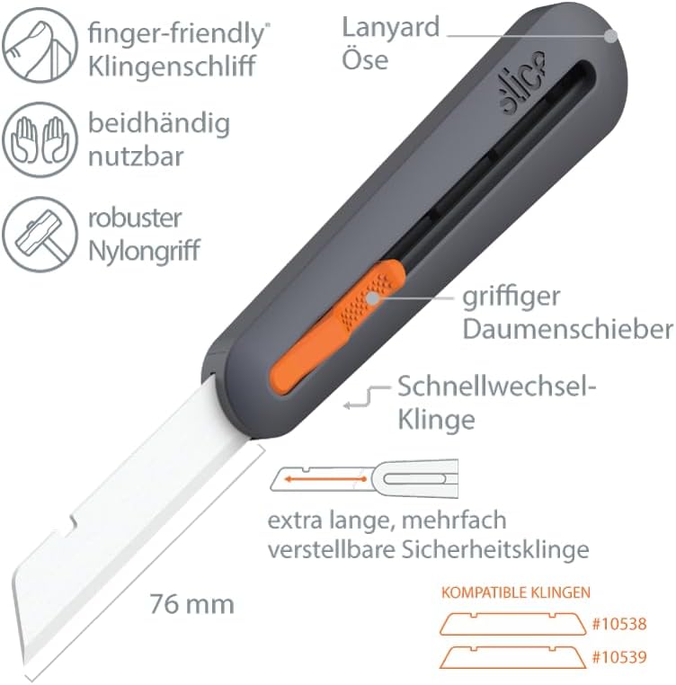Slice 10559 Industrie-Cuttermesser mit 4-fach Klingenverstellung • Sicherheitsklinge aus Keramik • E