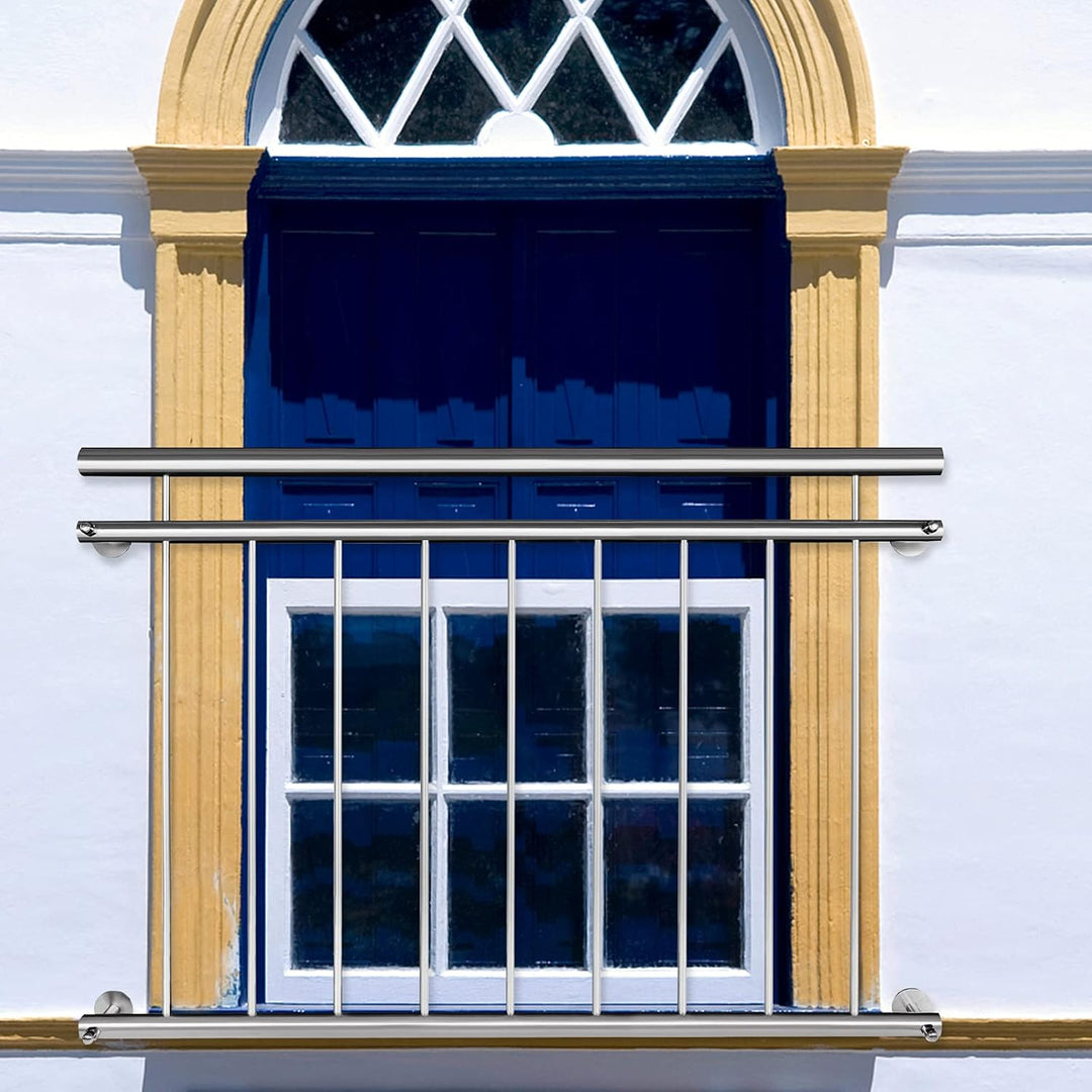 Französischer Balkon Edelstahl 156 x 90 cm Balkongeländer Stabgeländer Geländer Balkongitter Pflegel