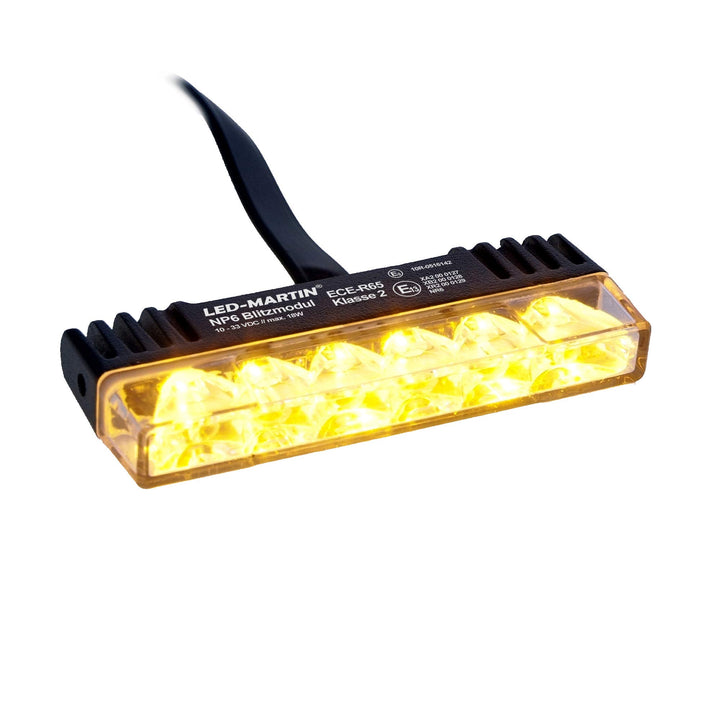 LED-MARTIN NP6 Frontblitzer - gelb - ECE-R65 Klasse 2 - Tag-/ Nachtschaltung
