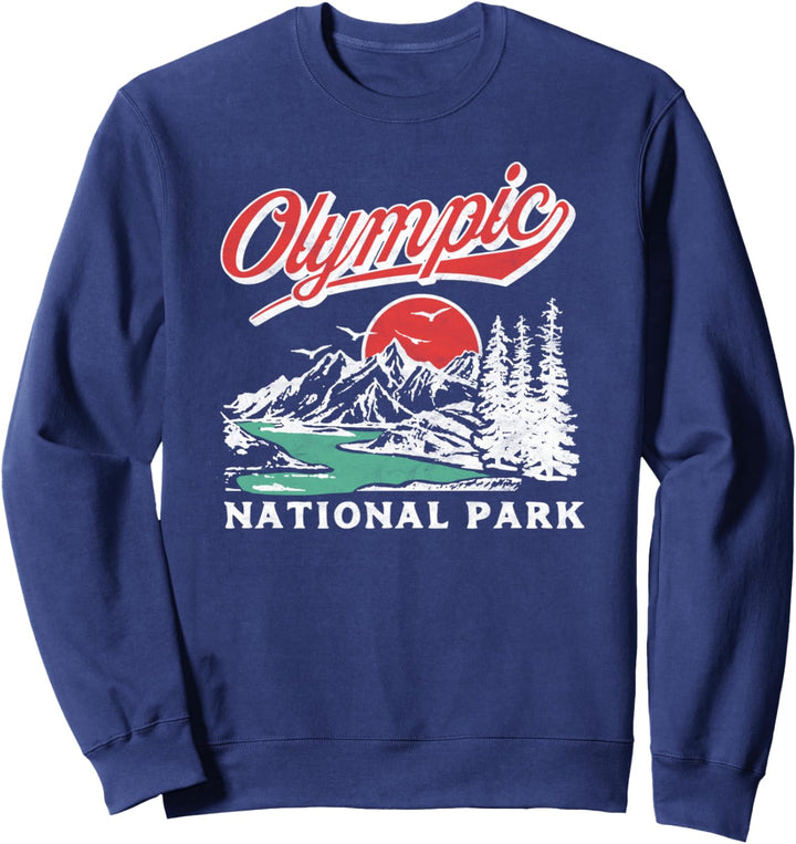 Olympic National Park Retro 80er Berge Grafik Sweatshirt