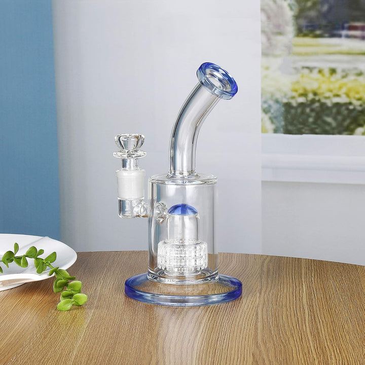 The7boX Thick Bong Glass Water Pipes Smoke Blue Bongs with Percolator 18.8 mm Blau, Blau