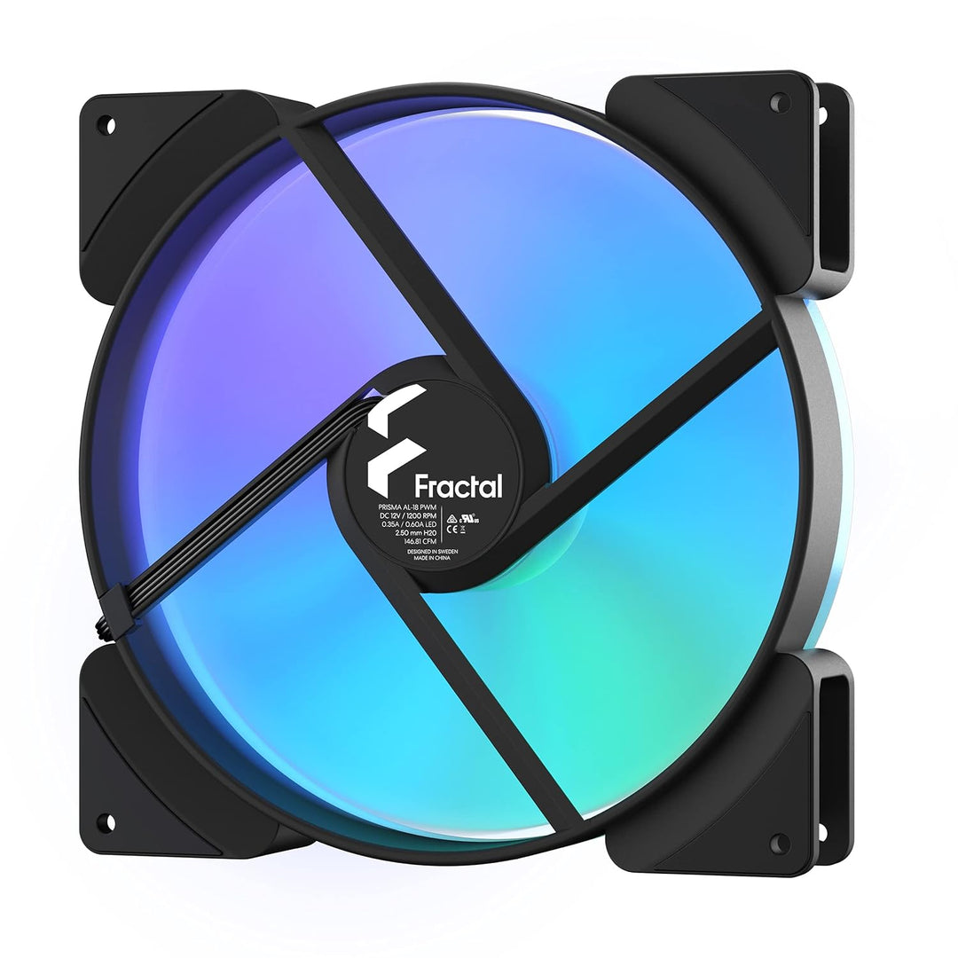 Fractal Design Prisma AL-18 - PWM 180 mm Addressable RGB LED LLS Bearing Computer Case Fan
