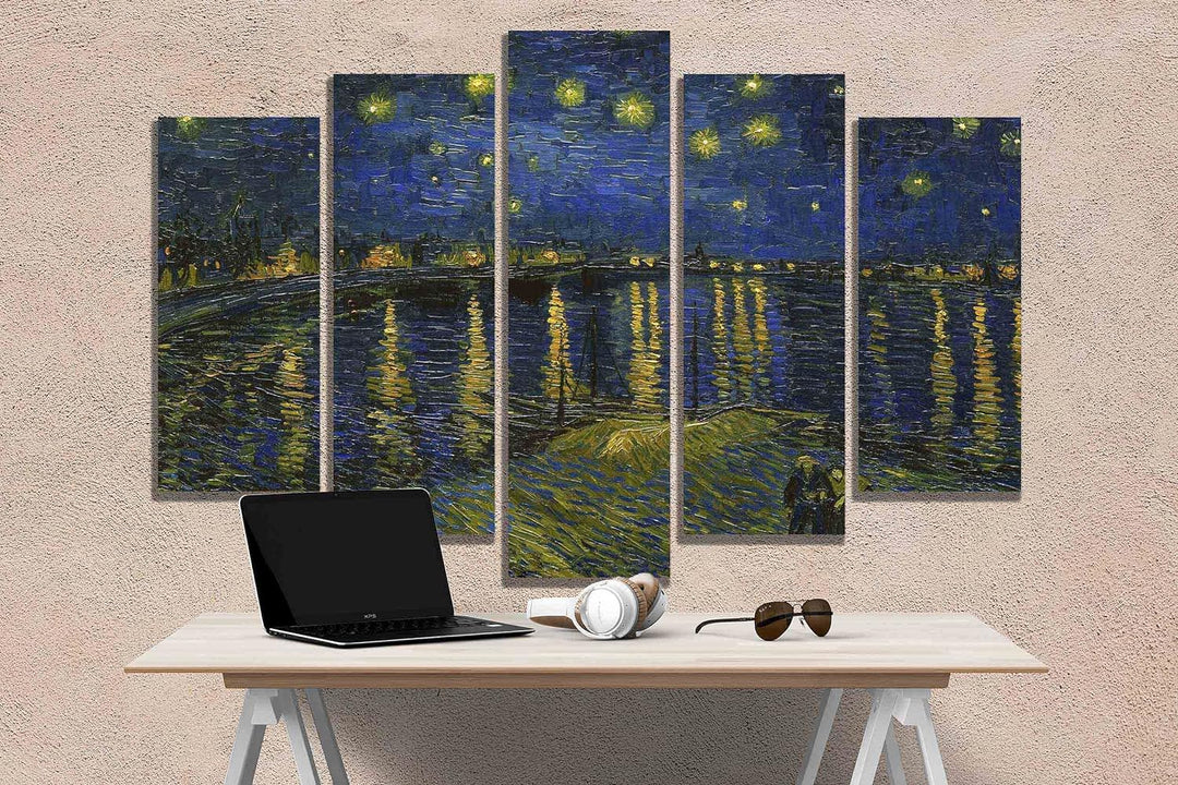 Vincent Van Gogh Kunstdruck auf Leinwand, Motiv Sternennacht über der Rhone, 112 x 61 cm 112cm x 61c