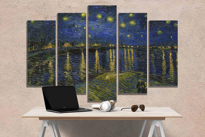 Vincent Van Gogh Kunstdruck auf Leinwand, Motiv Sternennacht über der Rhone, 112 x 61 cm 112cm x 61c