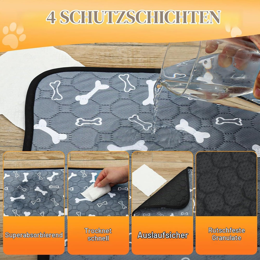 2 Stück Waschbar Haustier-Urinunterlage , 70 x 100 cm Hohe Saugfähigkeit Auslaufsicher Wiederverwend