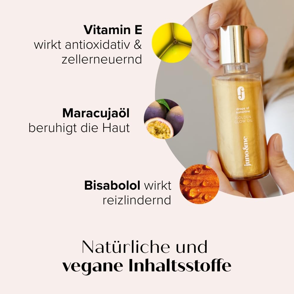 juno & me – Golden Glow Oil: beruhigt & regeneriert sonnenstrapazierte Haut - Aftersun - Sommer-Glow