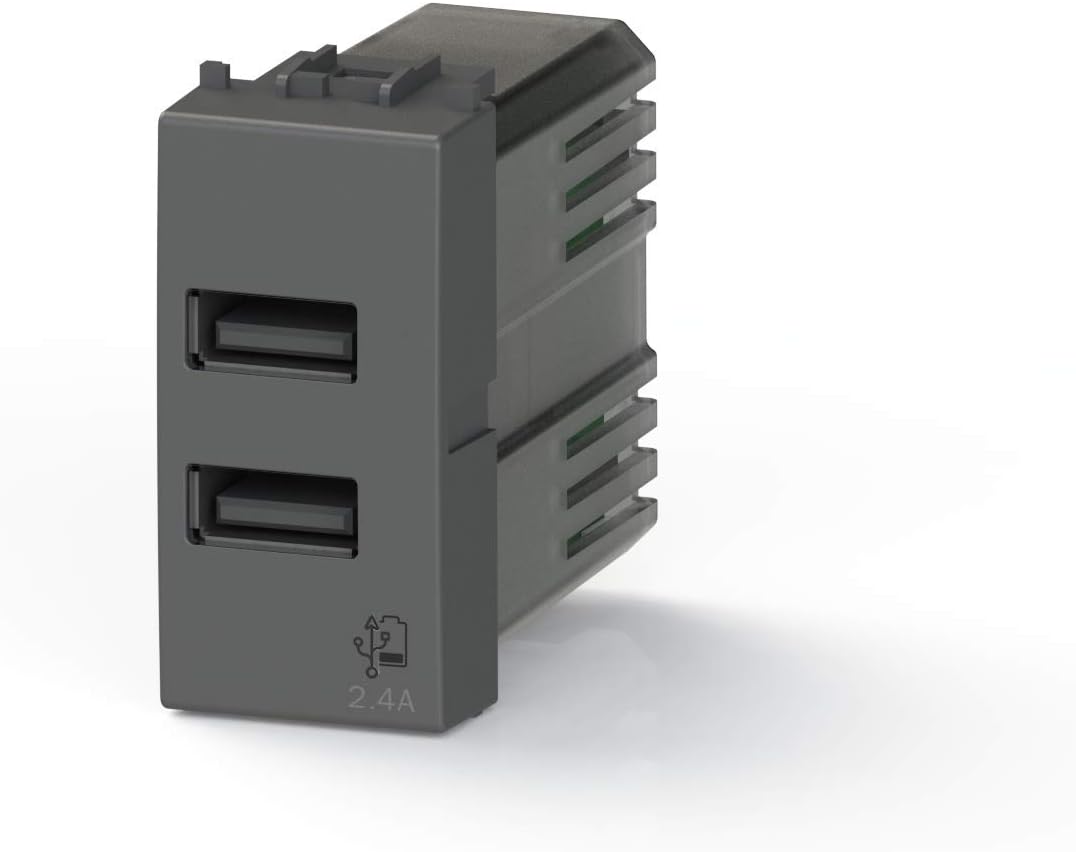 4Box USB-Buchse 2.4 Ampere, kompatibel mit Vimar Arkè Grau