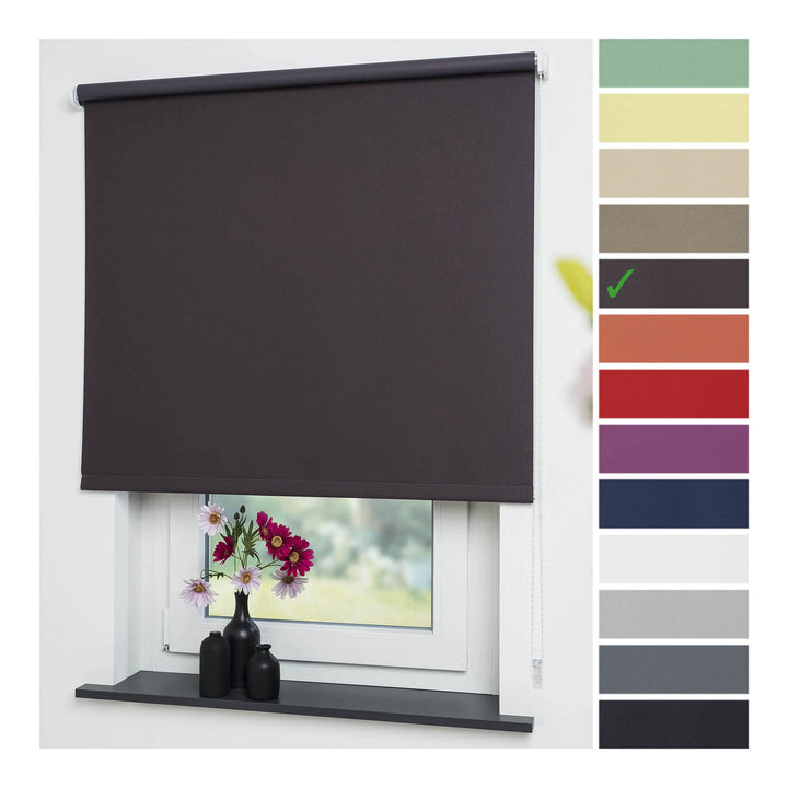 Liedeco® Rollo, Fenster Rollo, Kettenzug-Rollo / 62 x 180 cm (Breite x Höhe), Cappuccino/Verdunkelnd