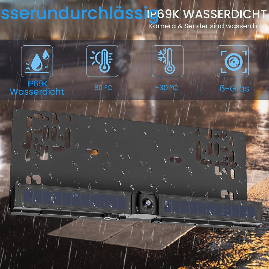Kabellose Solar-Rückfahrkamera, DIY-Installations-Autokamera mit 4,3 Zoll Bildschirm und 2600 mAh Ak