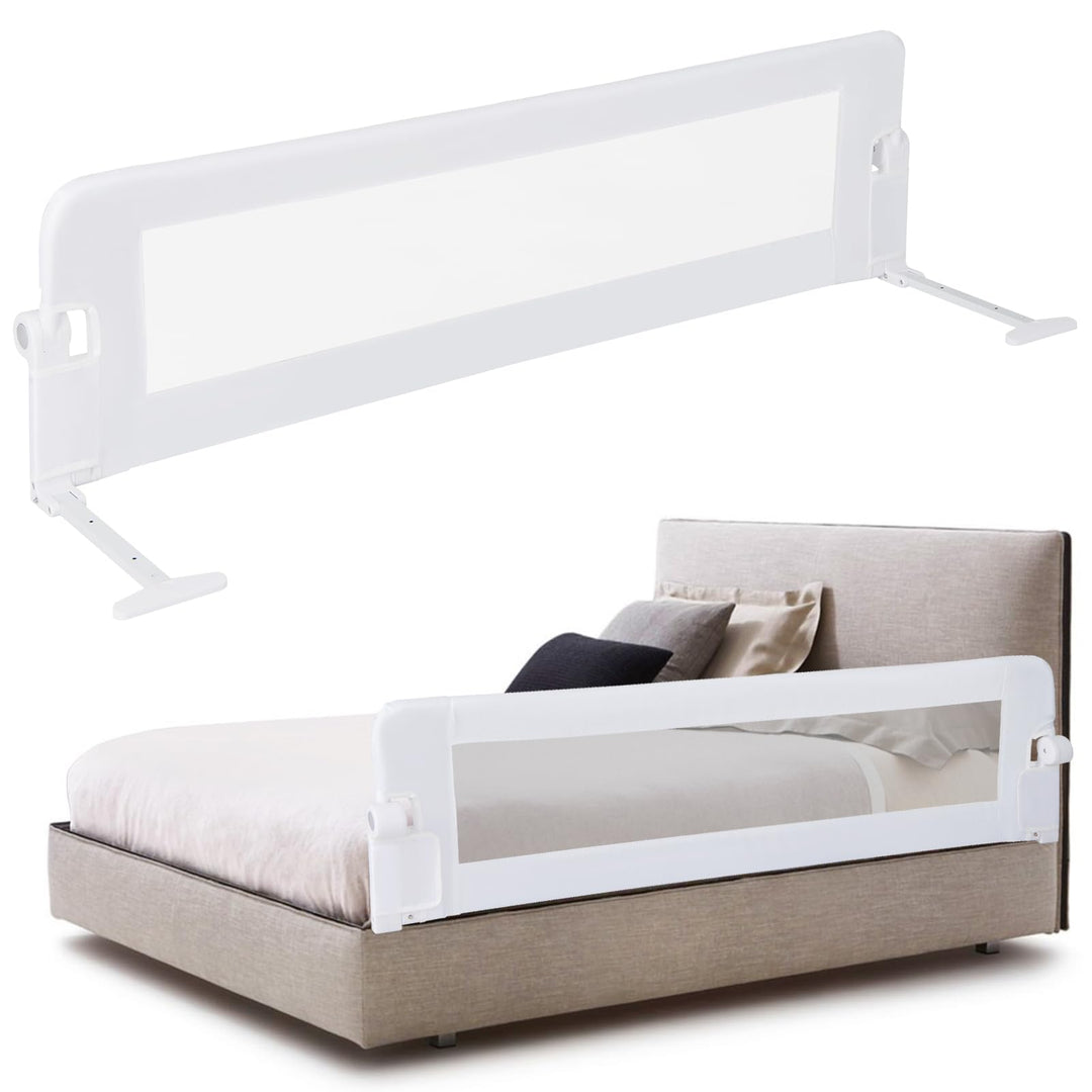 LIFEZEAL 152 cm Bettgitter, Klappbares Sicherheitsgitter mit Gurten, Bett Rausfallschutz Schutzgitte