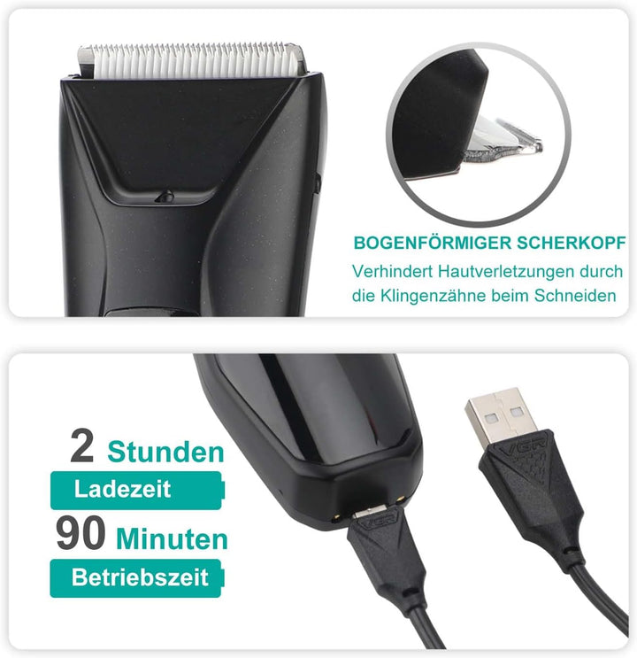 VGR 938 Intimrasierer Mann Kabelloser, Körperrasierer Herren mit Keramikklingen, Rasierer Herren Int