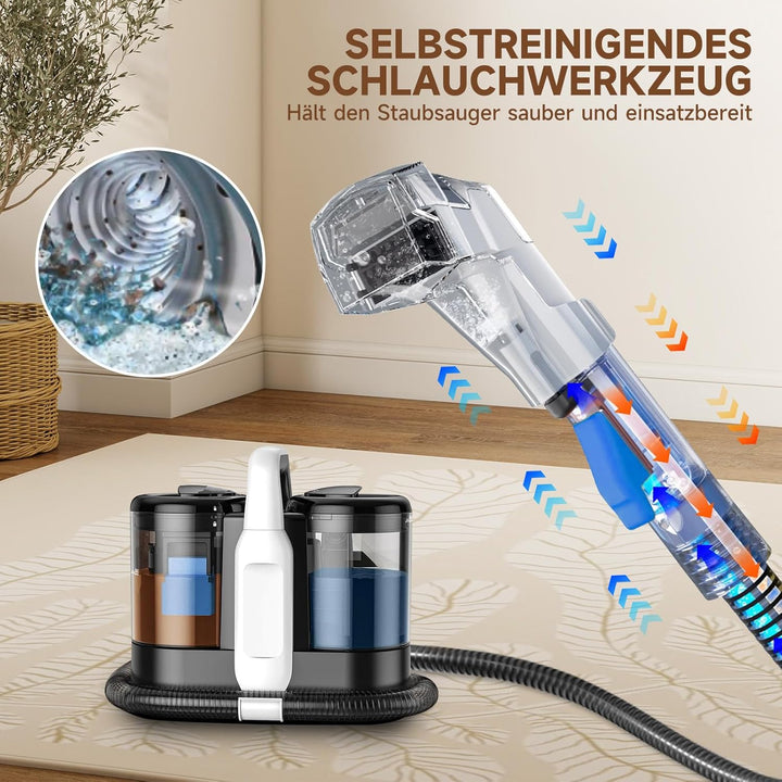 Polsterreiniger Gerät, 17Kpa Pro Power | Teppichreiniger Waschsauger mit Reinigungsmittel | 600W Nas