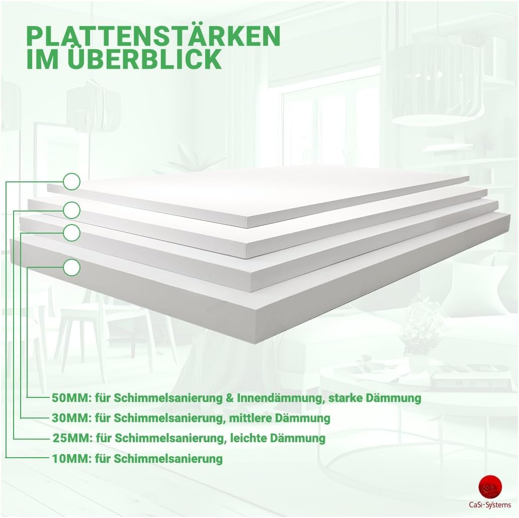 Vorgrundierte Klimaplatte 10mm Calciumsilikat Dämmplatte, anti Schimmel, für innen, Keller, Feuchtra