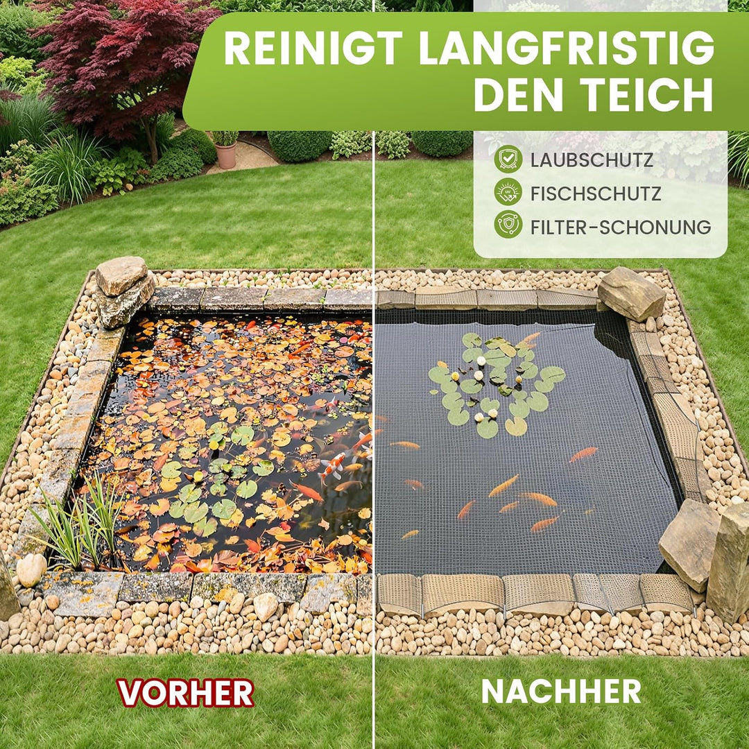 Teichnetz Feinmaschig 4×10m Vogelschutznetz Inkl. U-nägel &amp; Kabelbinder | Witterungs- &amp; UV-beständig