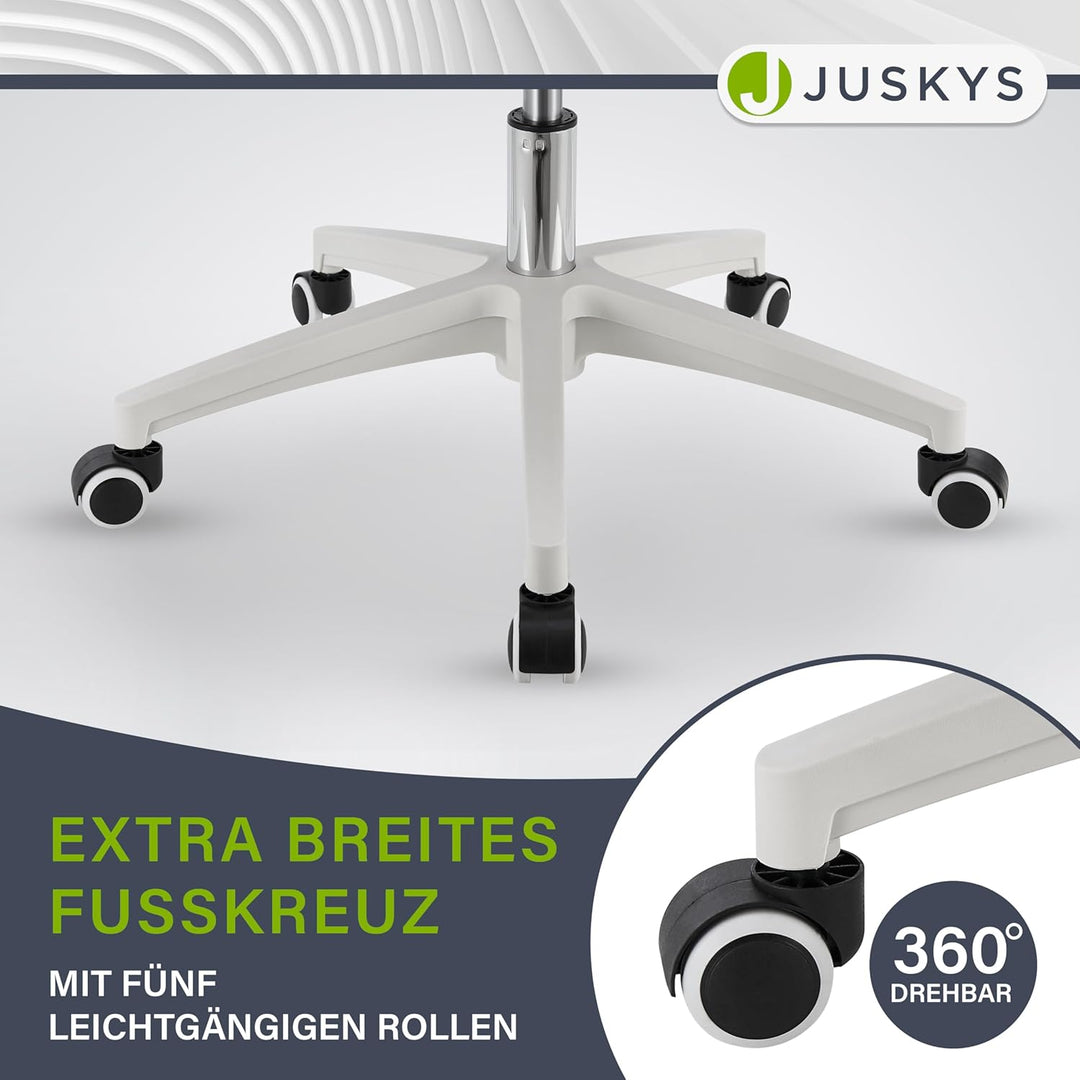 Juskys Bürostuhl Baltimore mit Rollen & Armlehne - Schreibtischstuhl ergonomisch & höhenverstellbar