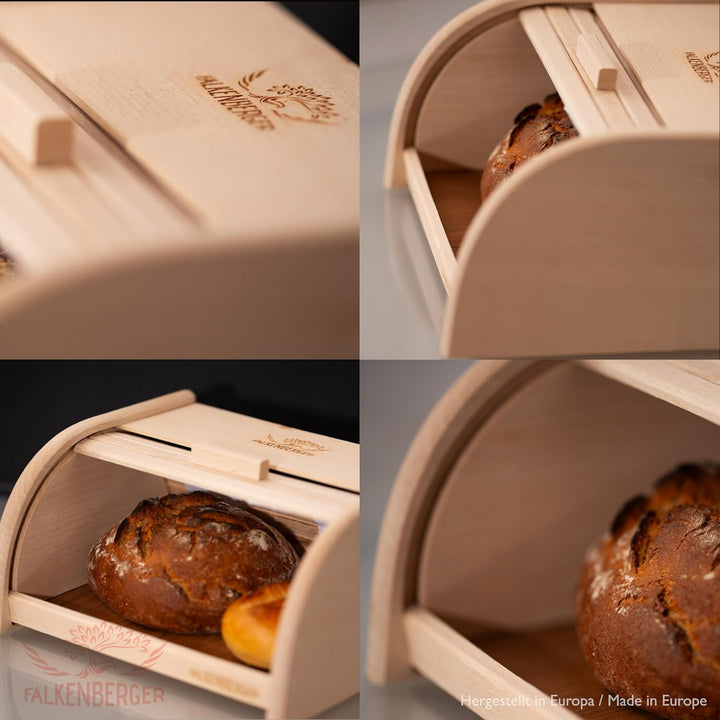 Brotkasten aus Buchenholz ca. 32x25x16cm M Rollbrotkasten traditionell Brotbox mit Roll-Deckel Handm