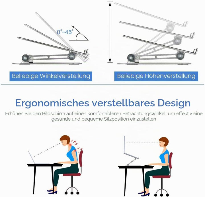 MISOTT Laptop Ständer, Ergonomisch Verstellbarer Laptop Ständer, 2 in 1 Computer Ständer Tablet Stän