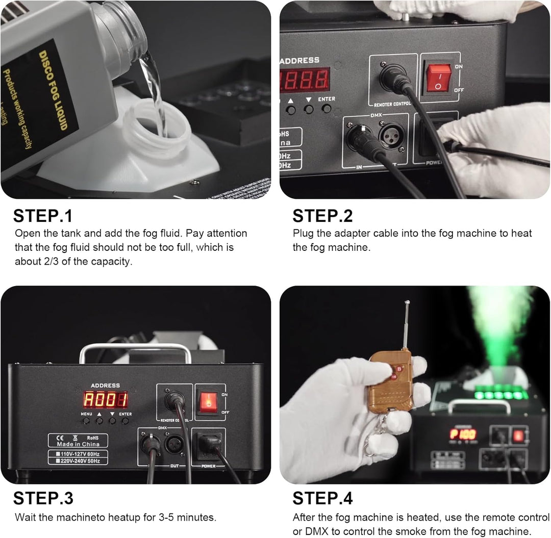 24 LED Nebelmaschine mit Lichteffekt, 1800W Rauchmaschinen Bühneneffekt RGBW Fog Machine mit Fernbed