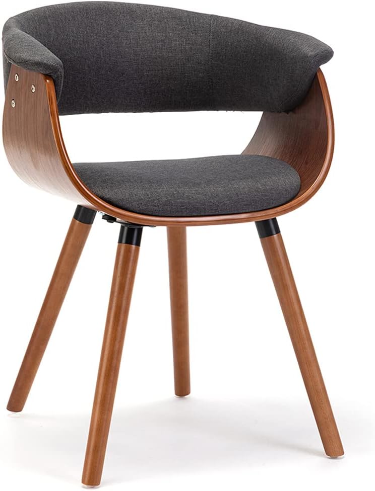 Mingone Esszimmerstühle Holz Küchenstühle Retro Polsterstuhl mit Armlehnen Design Stuhl Linen Stoff