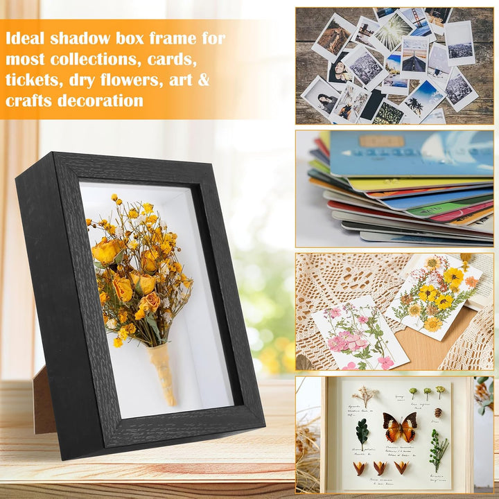 MIVIDE Bilderrahmen zum Befüllen, Schwarz 3D Rahmen 10 x 15 cm, 4 Stück | MDF-Material, Aufhängbares