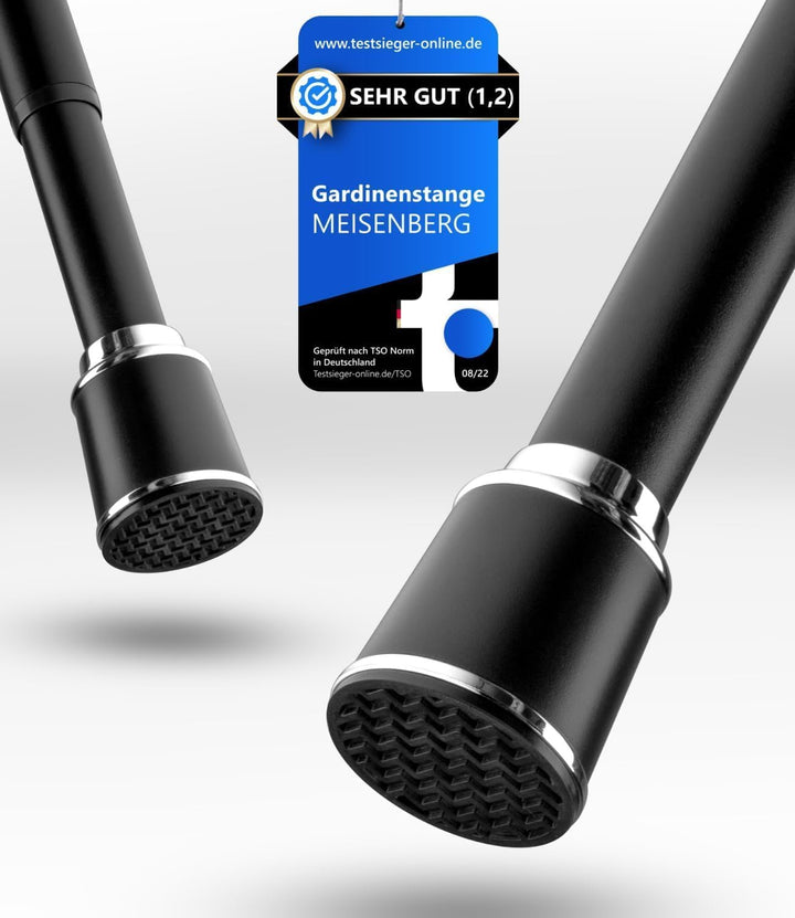 Gardinenstange ohne Bohren 320-370cm, Schwarz, Ø 32 mm, Teleskopstange Balkon - Vorhangstange Klemms