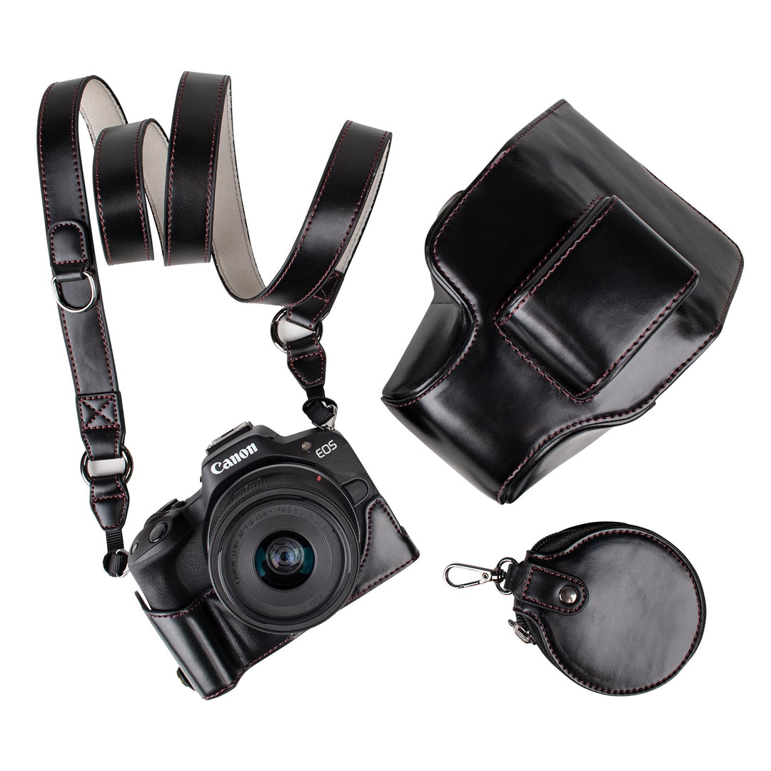 MUZIRI KINOKOO EOS R50 Schutzhülle, Retro-PU-Leder, Kameratasche für Canon EOS 50 DSLR Kamera – EOS