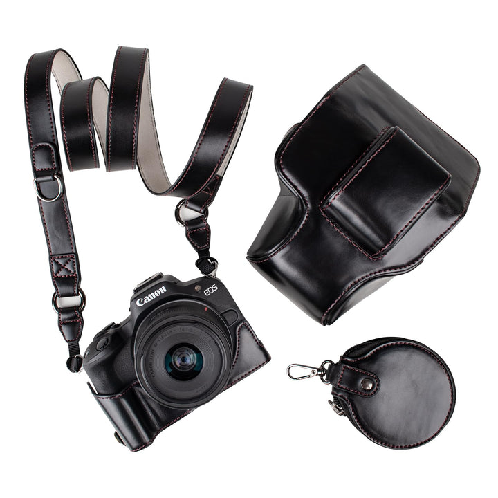 MUZIRI KINOKOO EOS R50 Schutzhülle, Retro-PU-Leder, Kameratasche für Canon EOS 50 DSLR Kamera – EOS