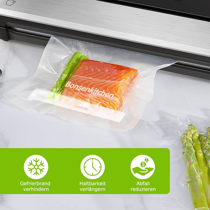Bonsenkitchen Vakuumierbeutel 200 Beutel 20x30 cm, Profi-Folienbeutel für alle Vakuumiergerät, vakuu