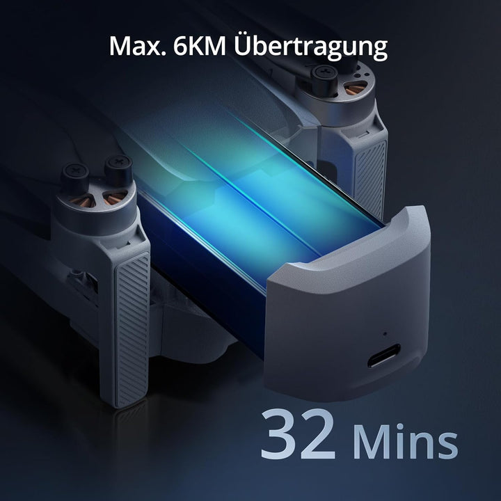 Potensic ATOM 4K GPS Drohne mit 3-Achsen-Gimbal, C0, 6KM FPV Übertragung, Visuelles Folgen/QuickShot