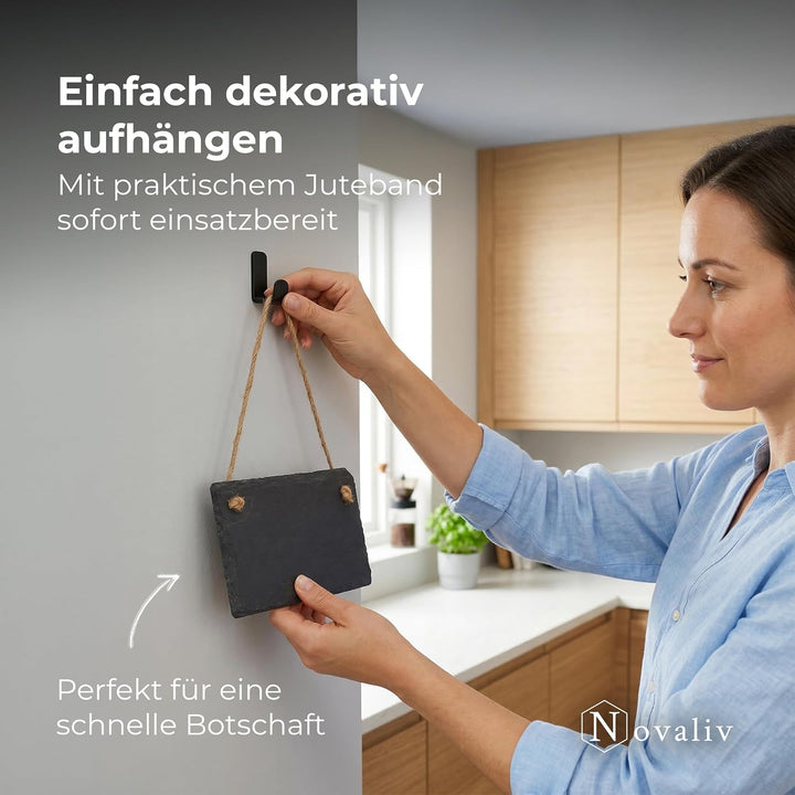Schiefertafel zum Aufhängen mit Juteband Memotafel Kreidetafel Wandeko (12, 9 cm Tafel) 9 cm Tafel 1