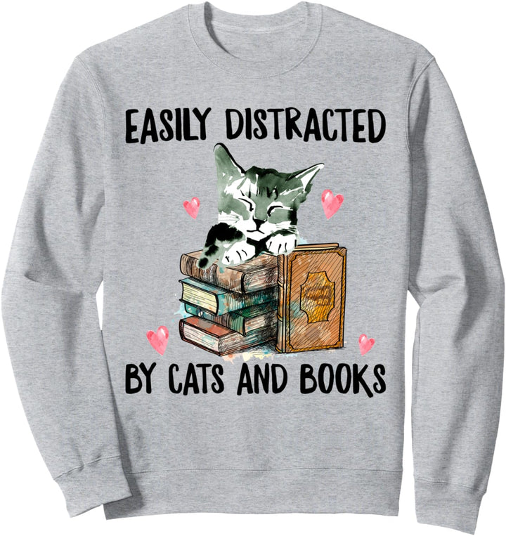 Lustiger Katzen und Bücher Spruch Katze Buch Watercolor Sweatshirt