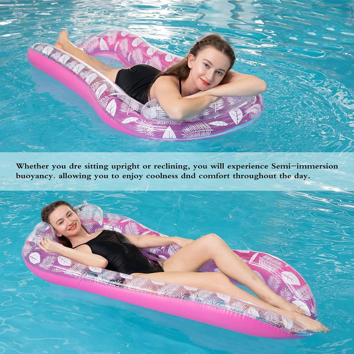 Luftmatratze Pool Hängematte mit Mesh, Aufblasbare Wasserhängematte Luftmatratze mit Netz und Kopfst