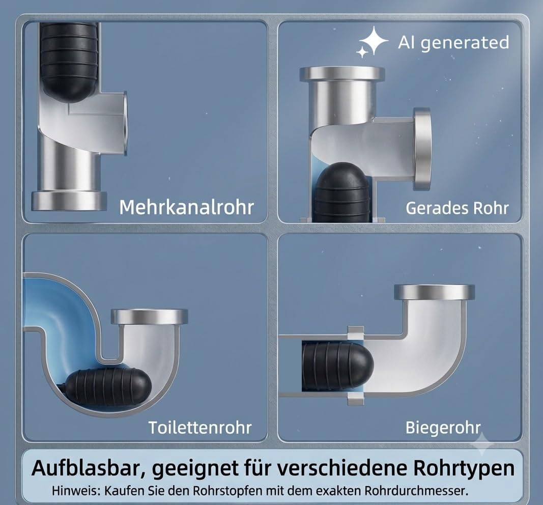 Absperrblase Dichtkissen Rohrdichtkissen Pipeplug Testplug kurz 100 mm Ø geeignet für Rohrdurchmesse