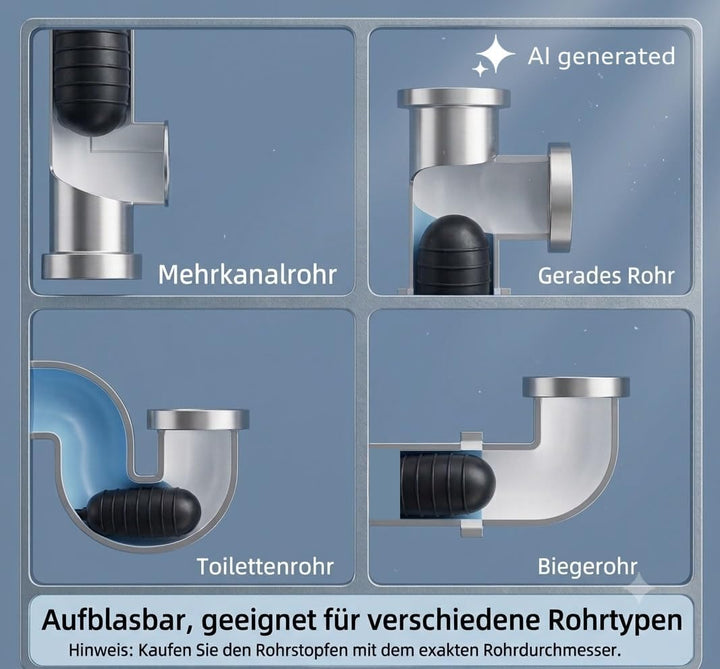 Absperrblase Dichtkissen Rohrdichtkissen Pipeplug Testplug kurz 100 mm Ø geeignet für Rohrdurchmesse