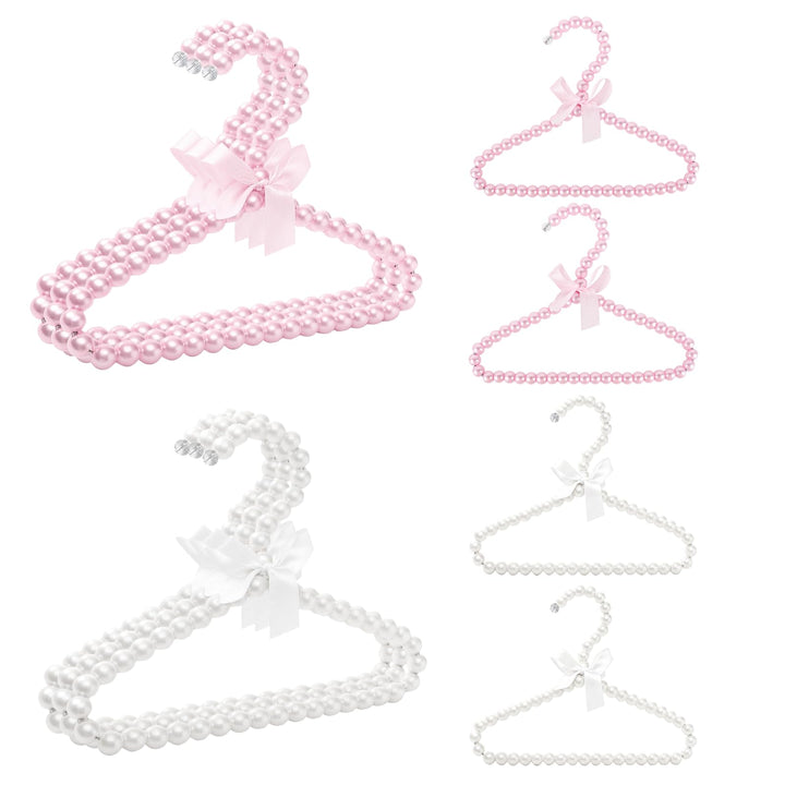 10er Pack Kleine Perlen-Kleiderbügel – 8 Zoll Schleifen-Kleiderbügel mit Perlen und Band, Elegante R