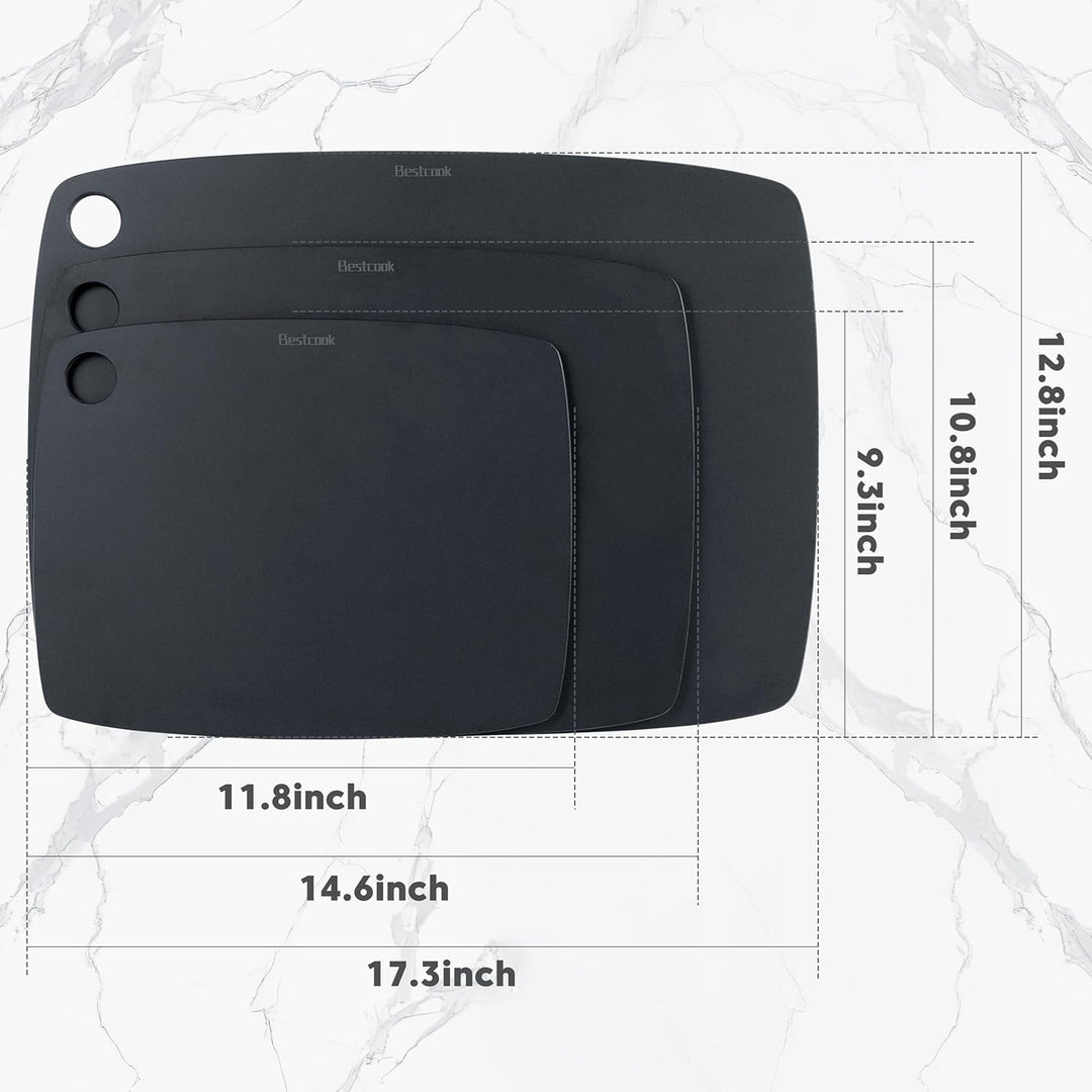 BESTCOOK Schneidebretter aus Holzfaser, 2er-Set, Spülmaschinenfest, Hohe Dichte, Antiporös, BPA-frei