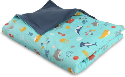 schlummersack Kinder Bettwäsche Set 100x135 Meerestiere aus 100% Baumwolle, Wendbar, mit Reissversch