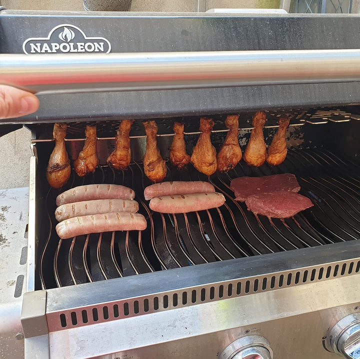 Grillrost.com Das Original Edelstahl Multistation | Warmhalterost für Napoleon Triumph 495 | mit Dru