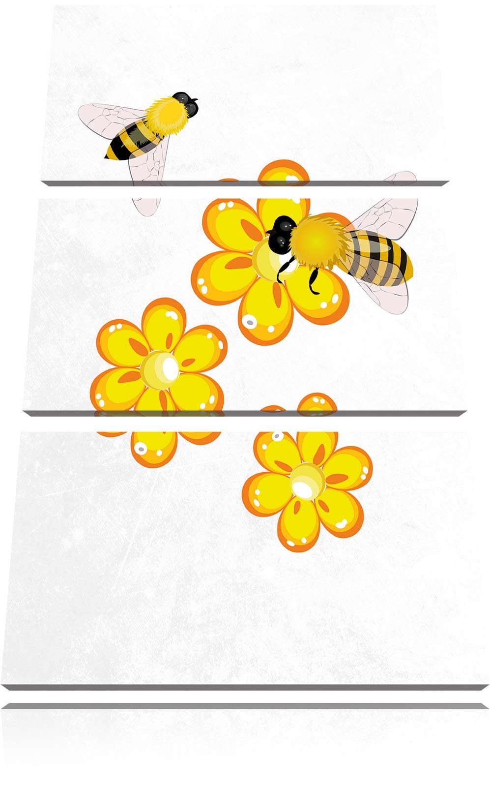 Pixxprint hübsche Bienen mit Blumen als Leinwandbild/Grösse: 3 Teilig (120x80) cm/Wandbild/Kunstdruc
