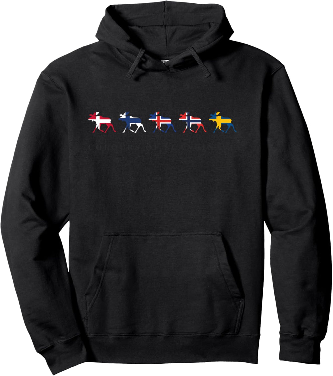 Skandinavien Flaggen Elche Farben Schweden, Norwegen, Island Pullover Hoodie