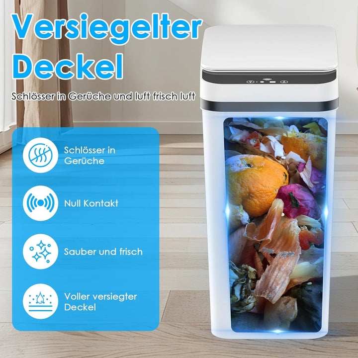 Dreamhigh® 2er Set Mülleimer Mit Sensor, 15L & 12L Elektrischer Mülleimer Mit Automatischem Deckel,