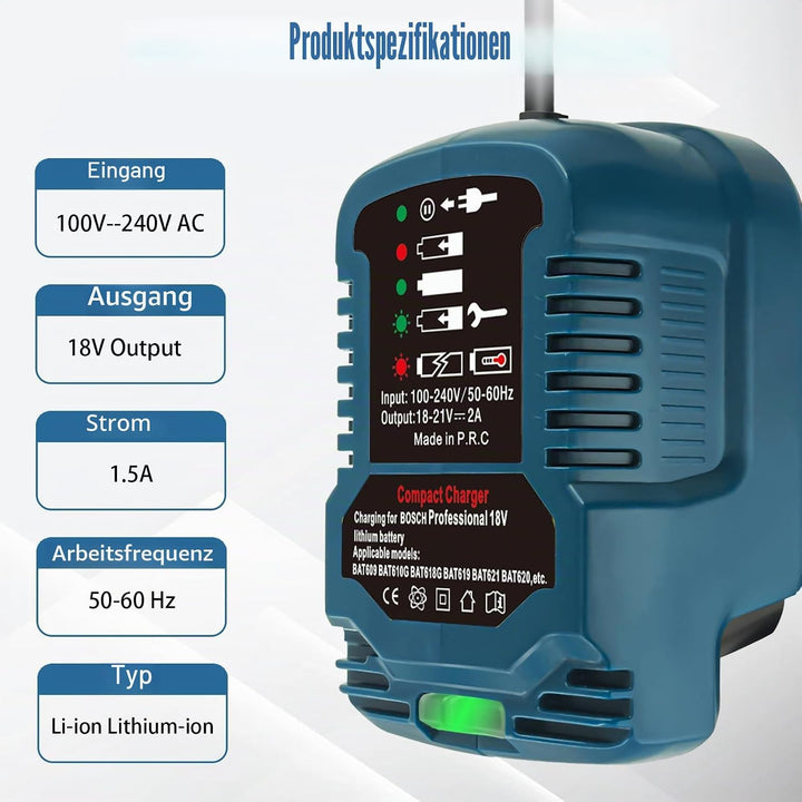 Ersatz Ladegerät für Bosch Professional 18V System Akku, 1/3 Grösse für Bosch Ladegerät GAL1880CV, f