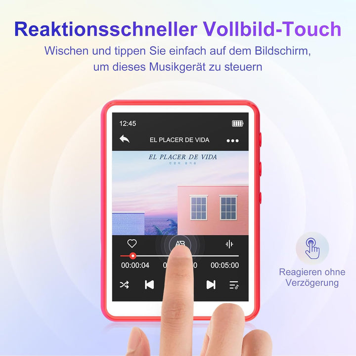 MECHEN 64GB MP3 Player Bluetooth, 2,4 Zoll Touchscreen MP3 Player mit Kopfhörer, FM-Radio, Dictaphon