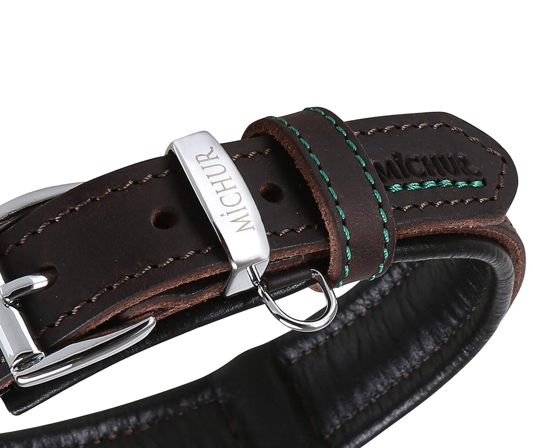MICHUR Oleo Hundehalsband Leder, Lederhalsband Hund, Halsband, Braun, Leder, in verschiedenen Grösse