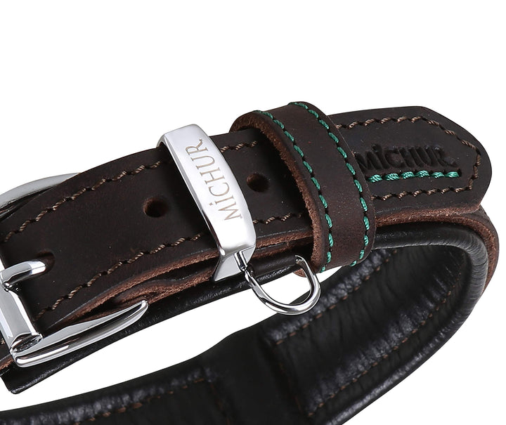 MICHUR Oleo Hundehalsband Leder, Lederhalsband Hund, Halsband, Braun, Leder, in verschiedenen Grösse