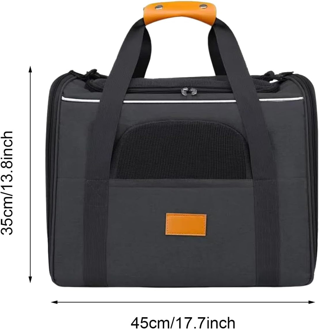 Katzentransporttasche Faltbar für Katzen &amp; Kleine Hunde, 45 × 33 × 35 cm (Schwarz), Schwarz